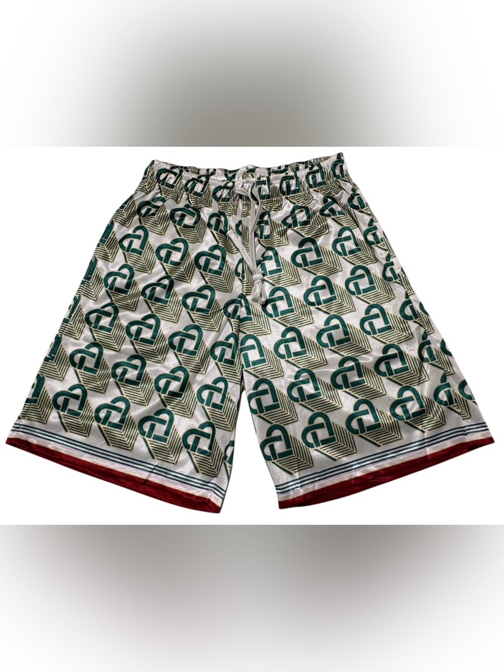 NWT Men’s S Casablanca Silk Shirt and Shorts Set Green Gold Garnet New With Tags - Picture 5 of 8